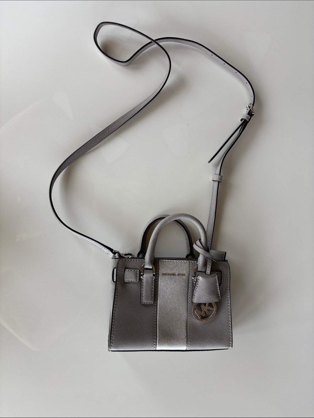 Michael Kors Metallic Silver Mini Crossbody Satchel